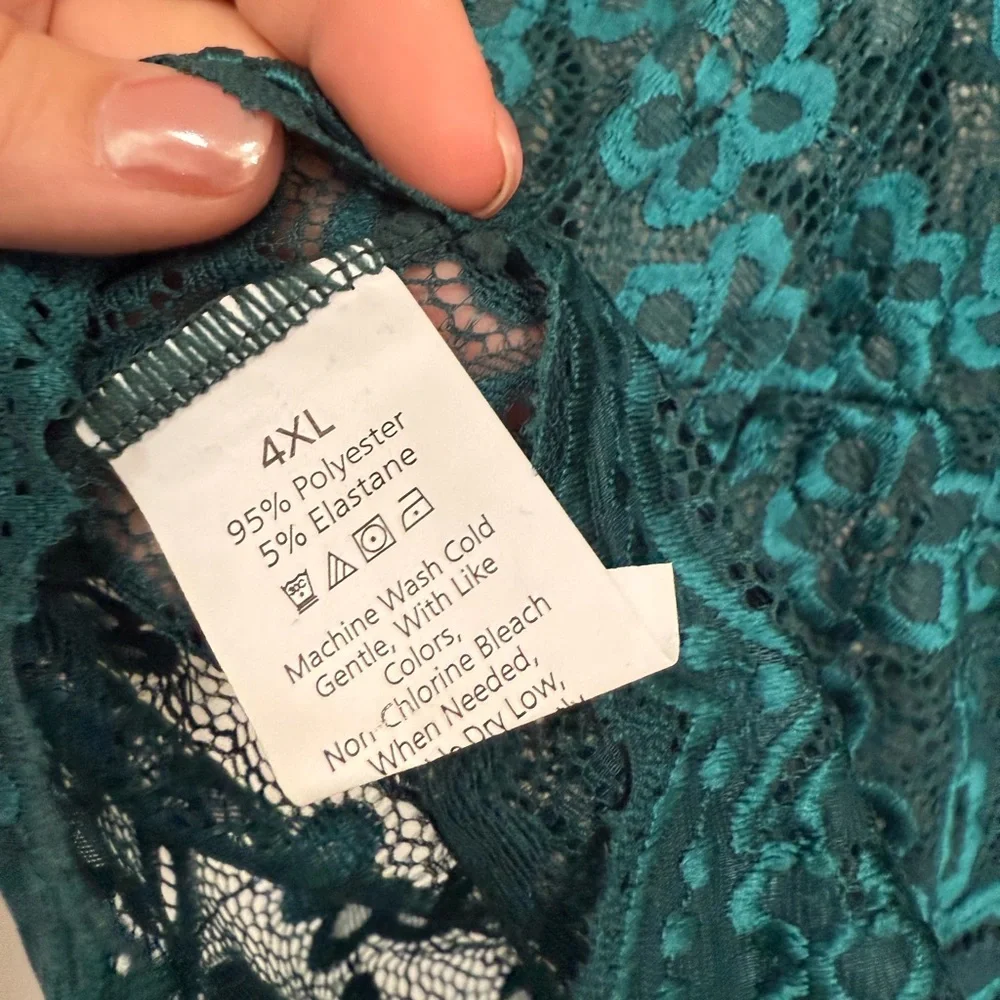 Stylish Teal Lace Bodysuit - Picture 5 of 6